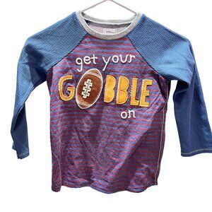 Mud Pie thanksgiving turkey Gobble football longsleeve tshirt NWOT 4T/5T shirt